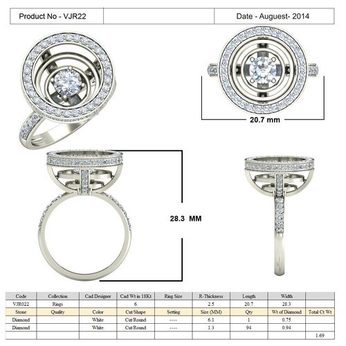 Bowl Shaped Halo Ring With Diamond 3D print model