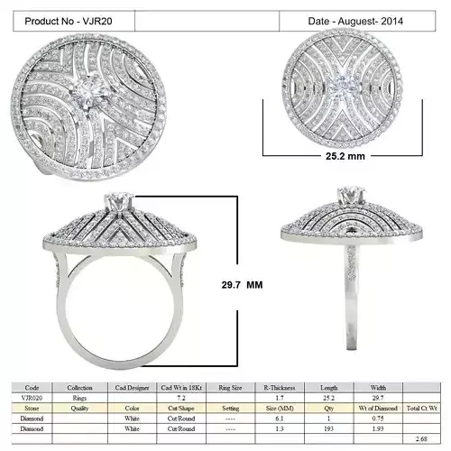 Large Umbrella Shape Ring With Diamonds