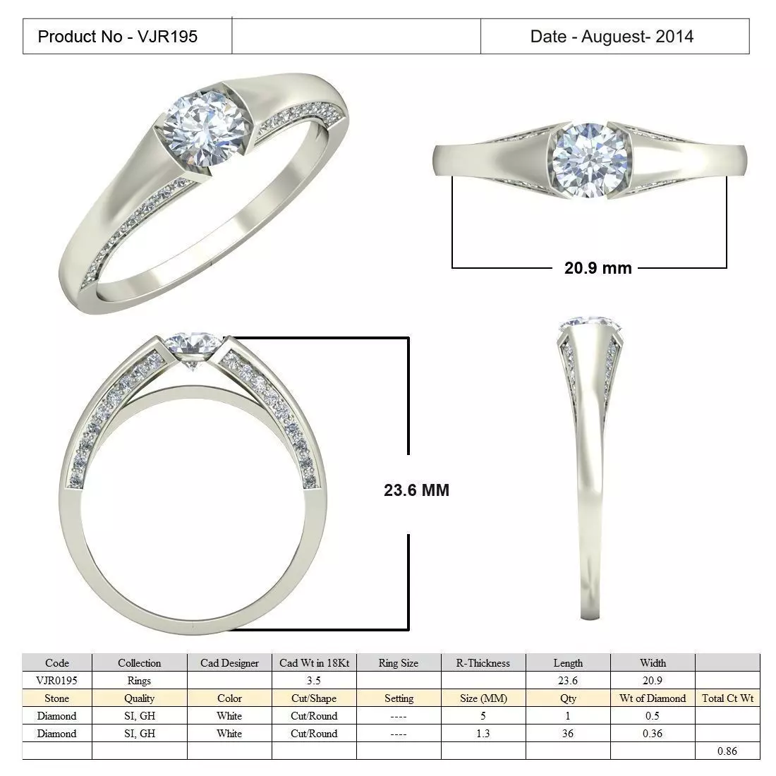 Engagement Ring With Diamonds 217 3D print model_0