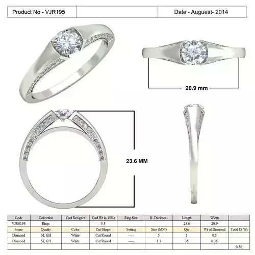 Engagement Ring With Diamonds 217 3D print model