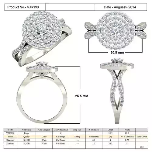 Round Halo Ring With Diamond