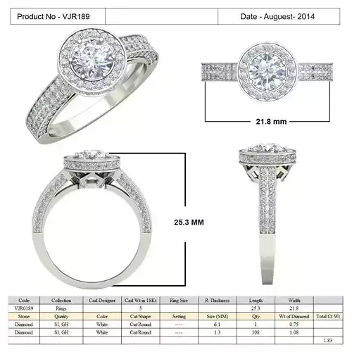 Round Halo Side Stone Ring With Diamond 1
