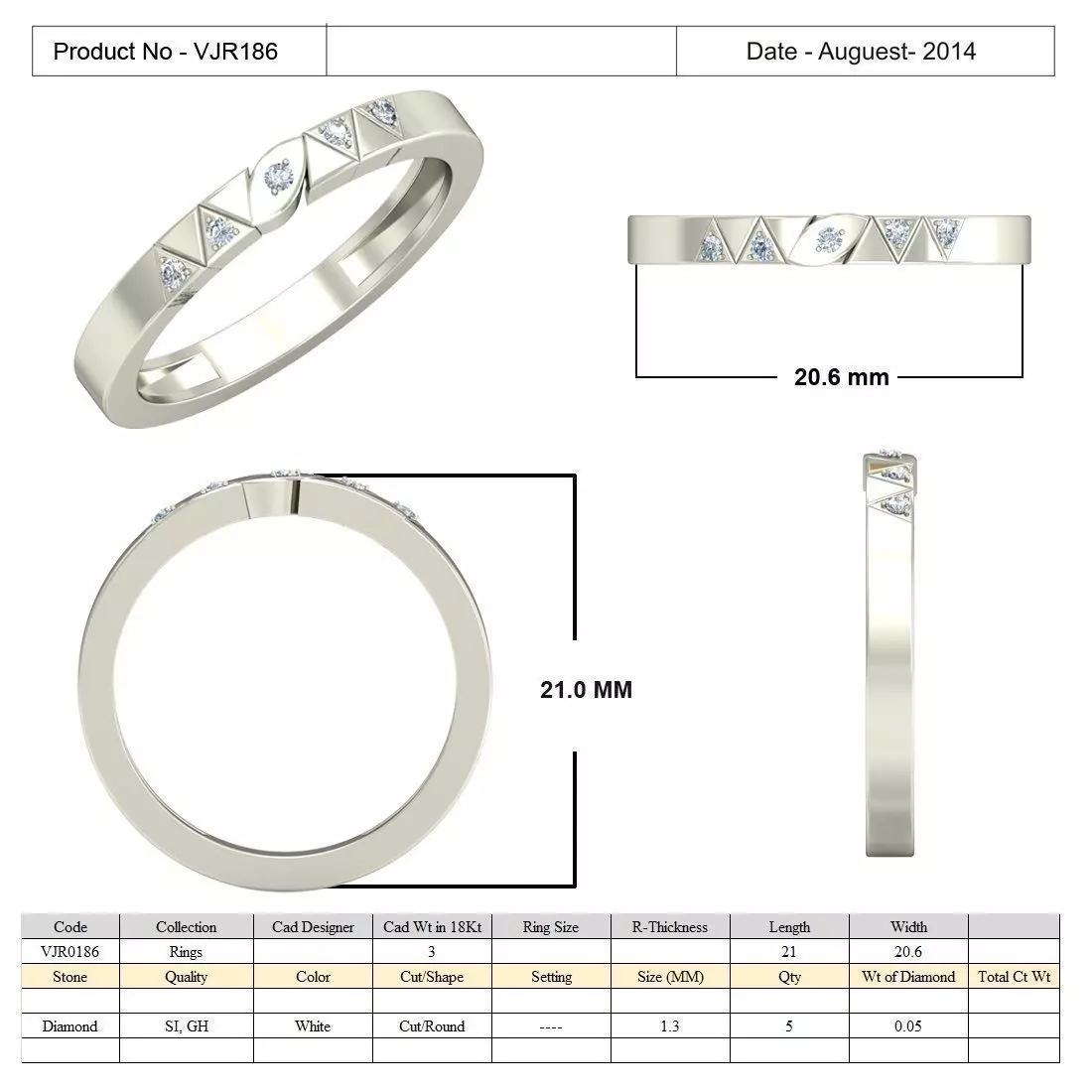 Silver Thin Ring With Diamond 3D print model_0