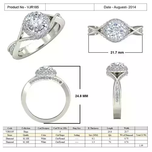 Round Halo Spiral Ring With Diamonds