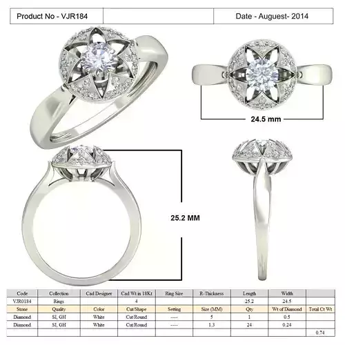 Round Floral Design Ring With Diamonds