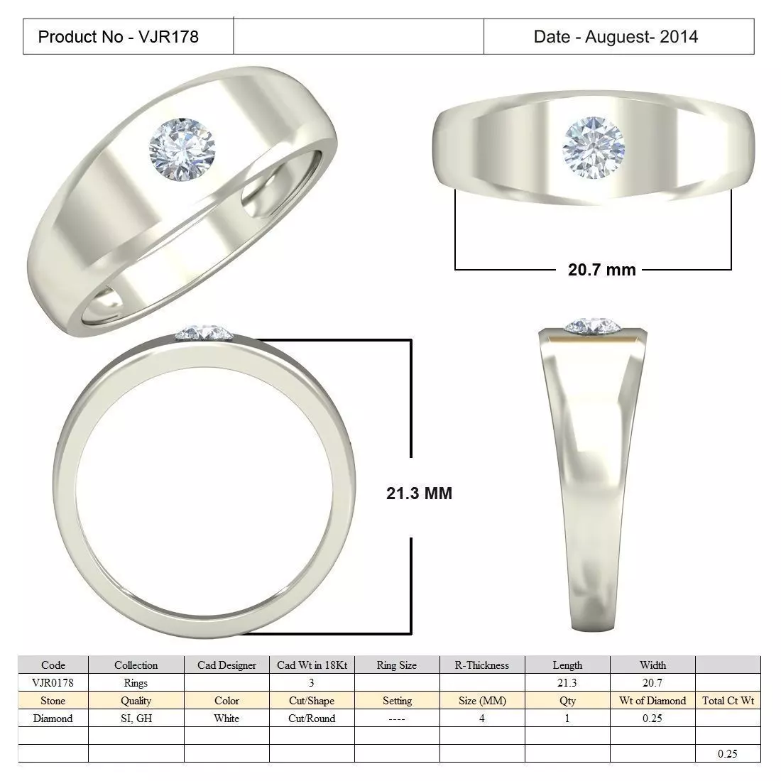 Silver Simple Ring With Diamonds 2 3D print model_0