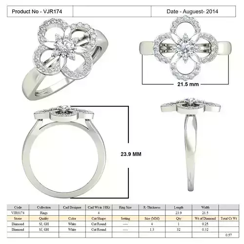 Flower Shape Ring With Diamonds