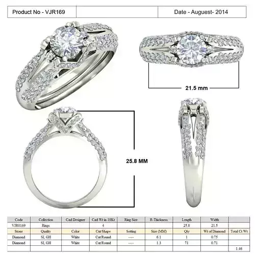 Silver Side Stone Ring With Diamond 2