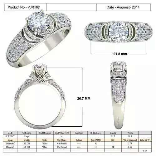 Side Stone Engagement Ring With Diamond