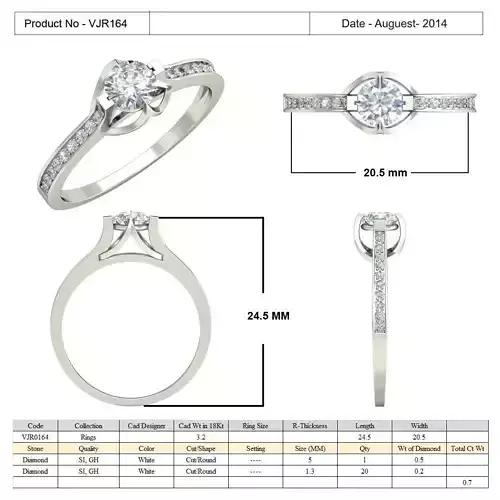 Thin Side Stone Ring With Diamond 1