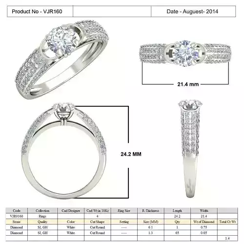 Side Stone Ring With Diamonds