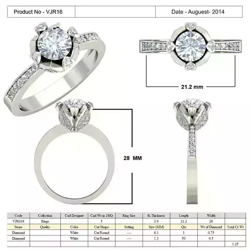 Side Stone Engagement Ring With Diamond 1