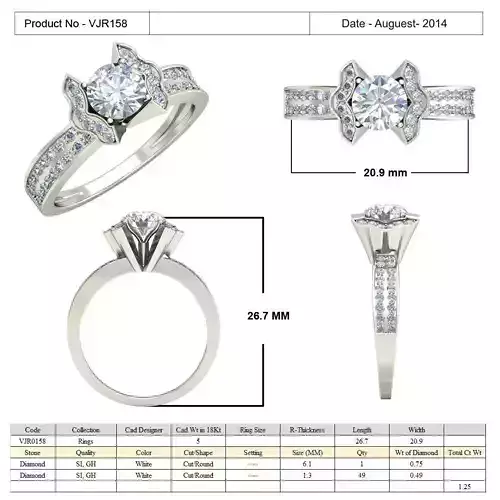 Silver Side Stone Ring With Diamonds 1