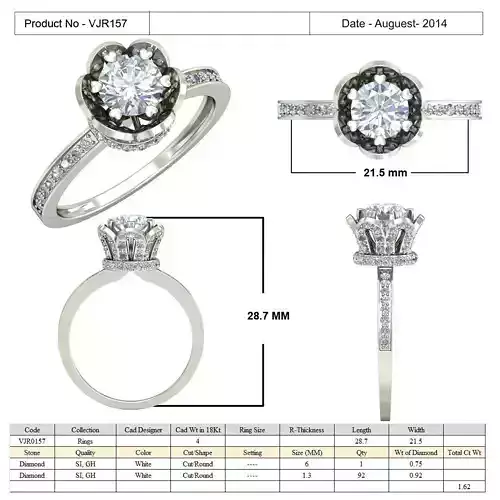 Flower Shape Side Stone Ring With Diamonds 1