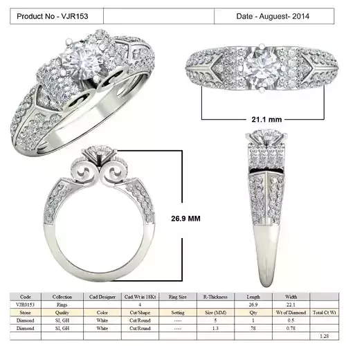 Modern Side Stone Ring With Diamond