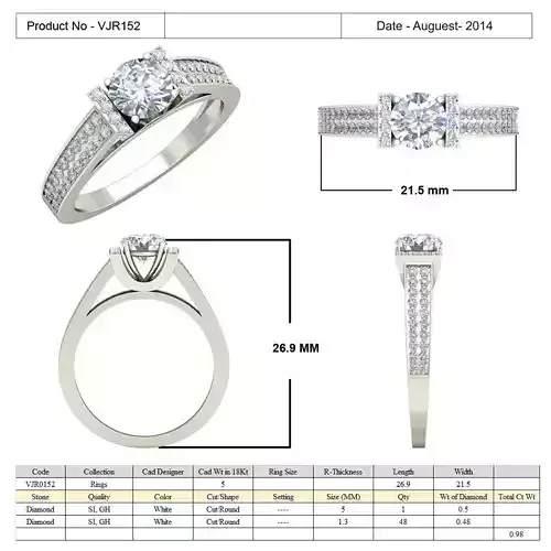 Silver Side Stone Ring With Diamonds 2