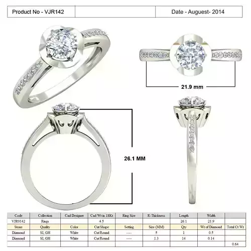 Round Silver Ring With Diamonds