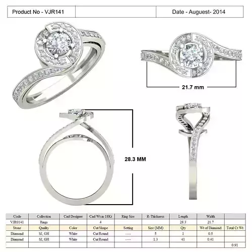 Swirl Loop Ring With Diamonds