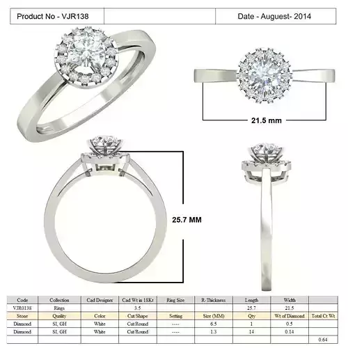 Round Halo Thin Ring With Diamonds