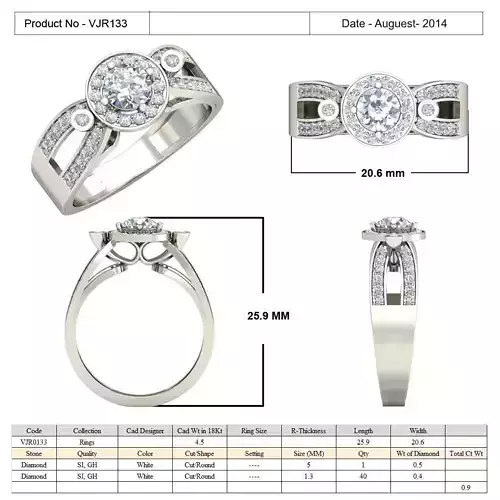 Round Silver Ring With Diamonds 1