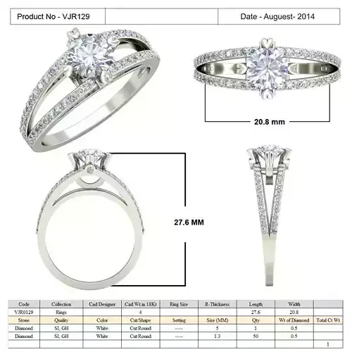 Silver Side Stone Ring With Diamonds 3