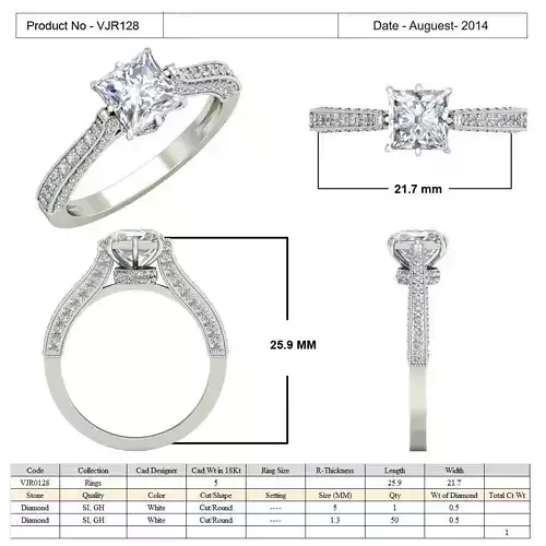 Silver Side Stone Ring With Diamonds 4