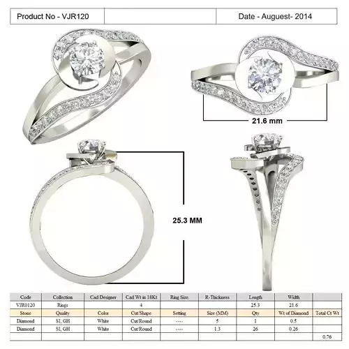 Swirl Loop Ring With Diamond