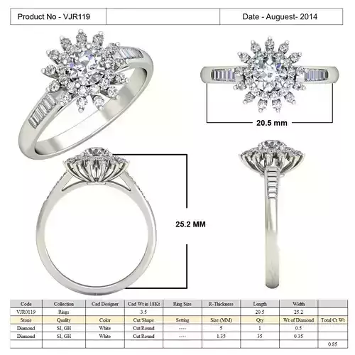 Flower Shape Halo Ring With Diamonds 2