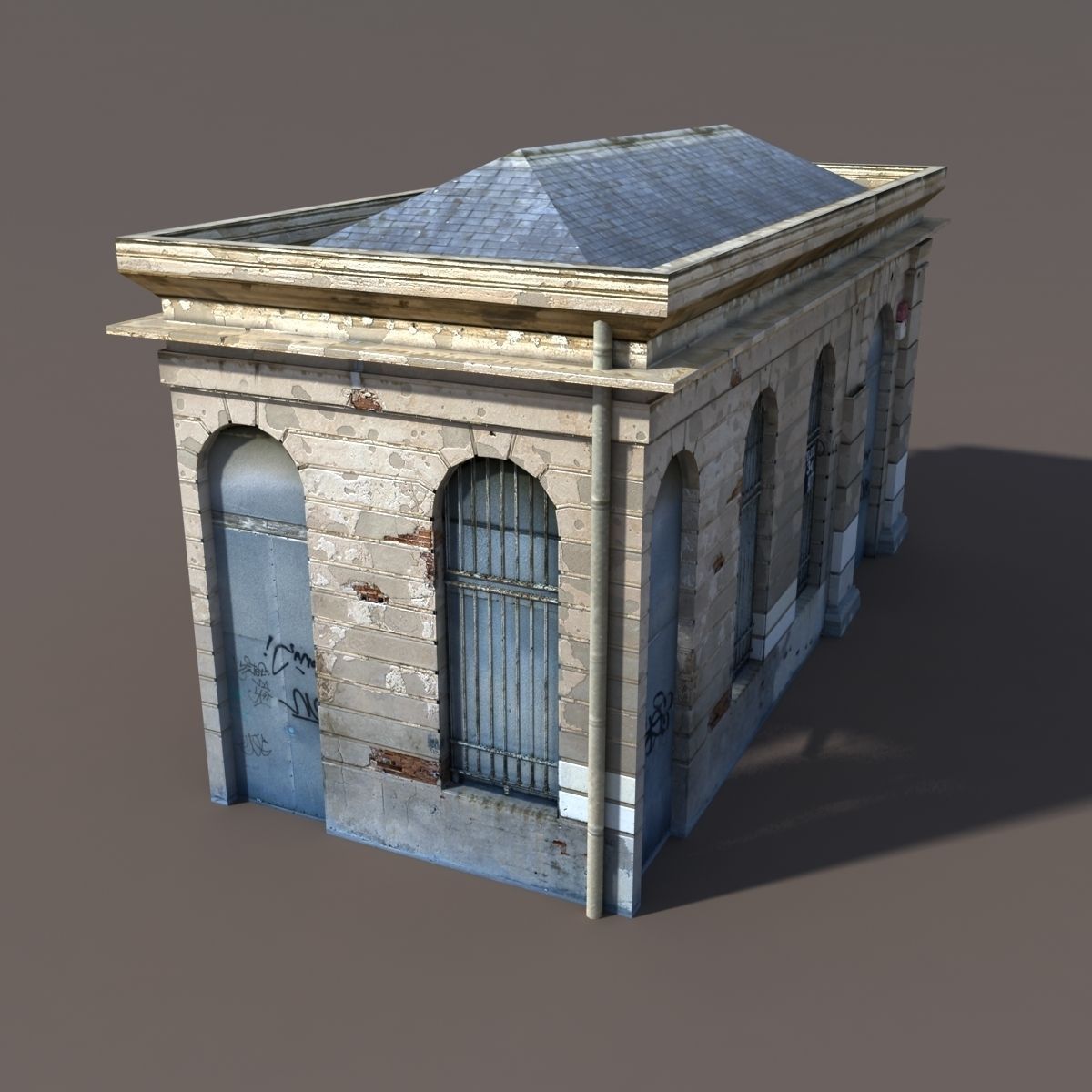 Neoclassical Building Low poly 115 3D model_3