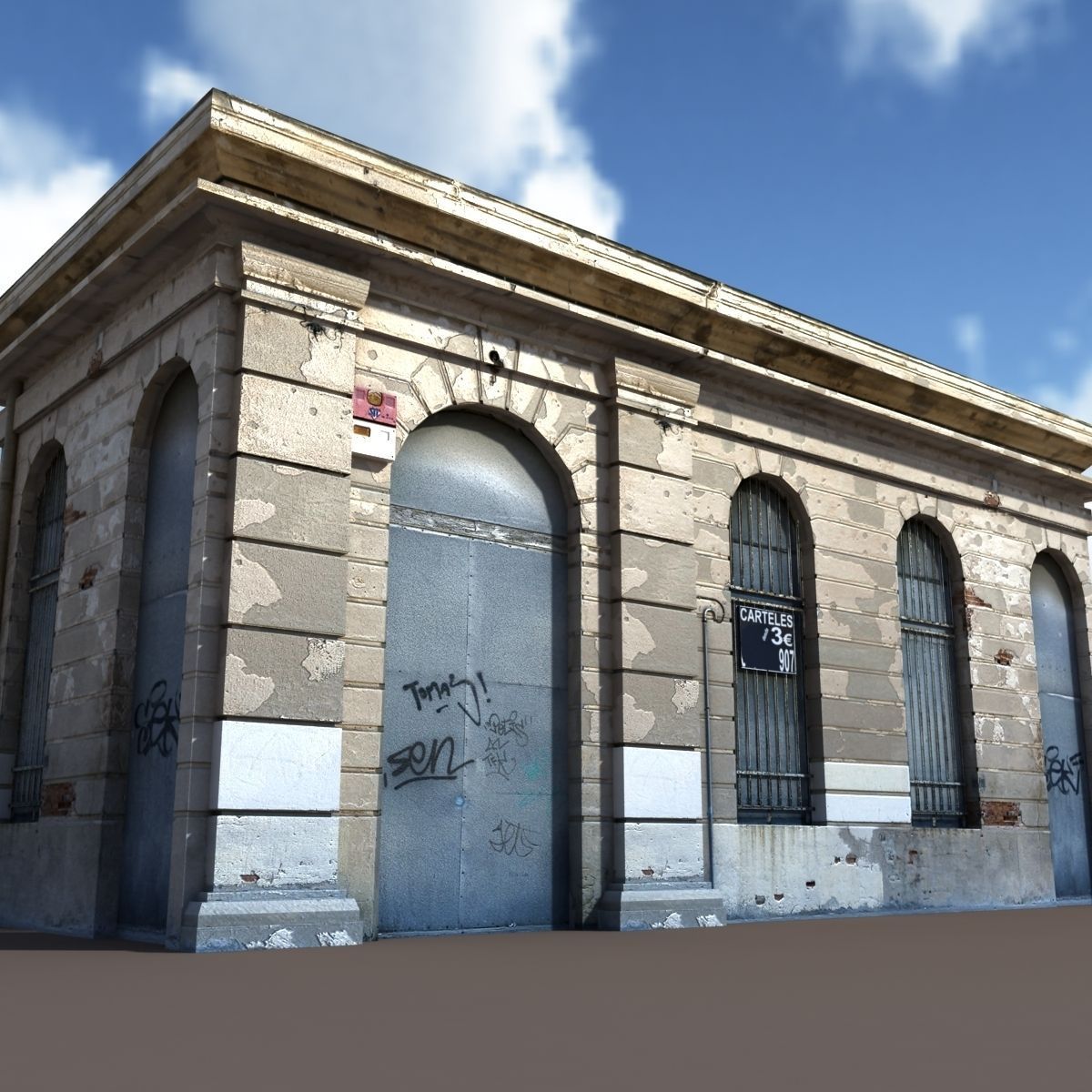 Neoclassical Building Low poly 115 3D model_5