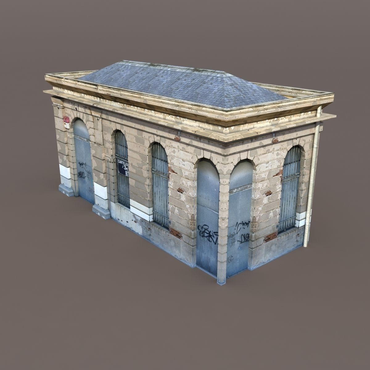 Neoclassical Building Low poly 115 3D model_1