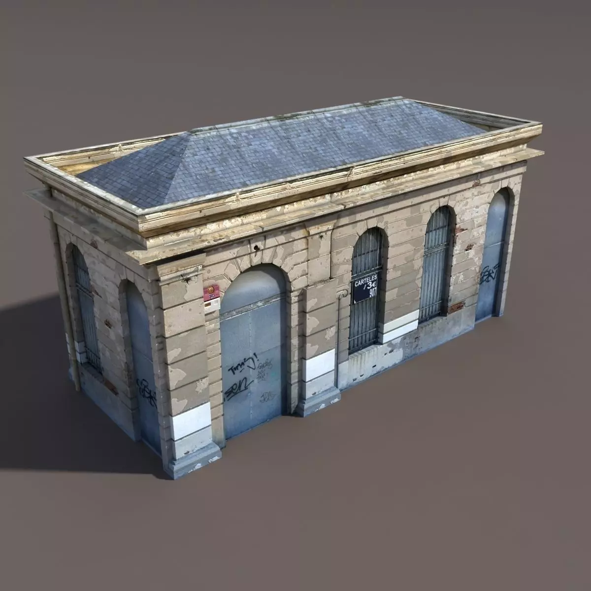 Neoclassical Building Low poly 115 3D model_0