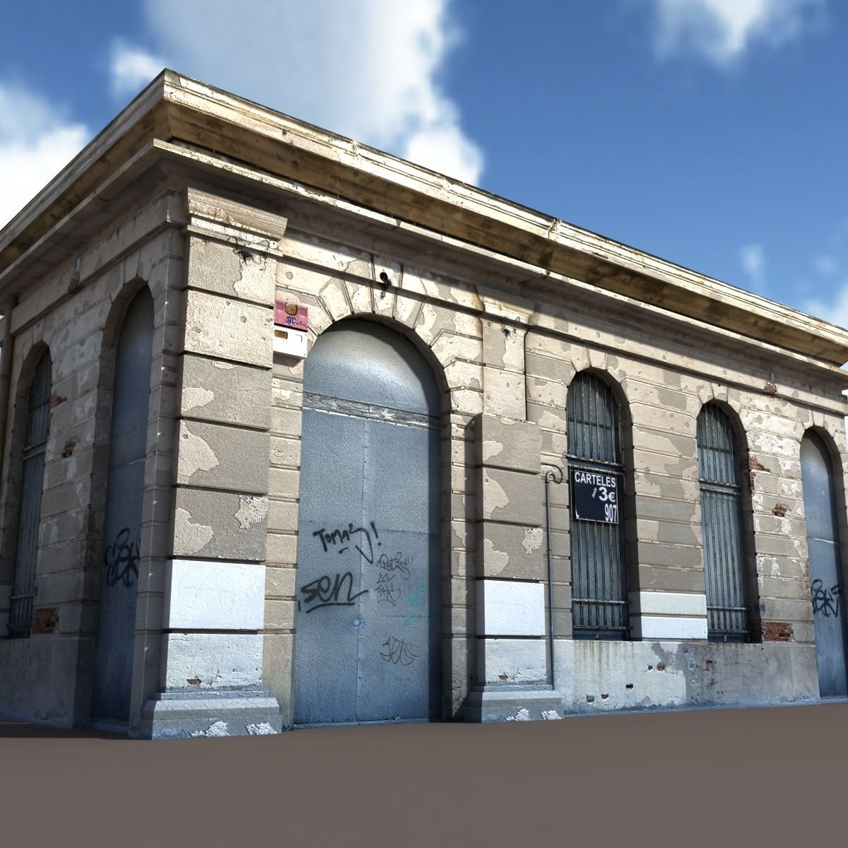 Neoclassical Building Low poly 115 3D model_4