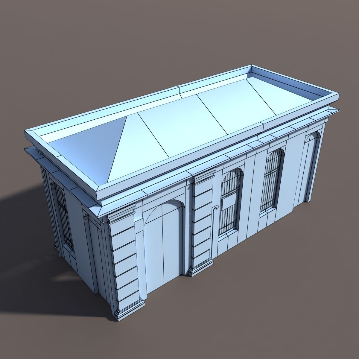 Neoclassical Building Low poly 115 3D model_7