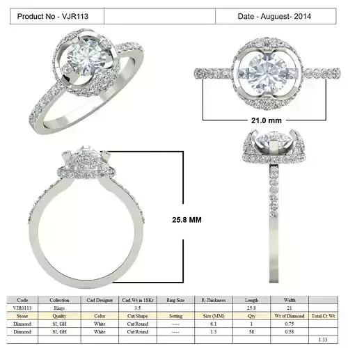 Round Halo Side Stone Ring With Diamonds 1