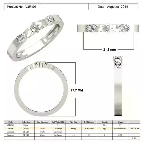 Thin Simple Ring With Diamonds 1