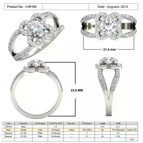 Flower Shape Ring With Diamonds 2