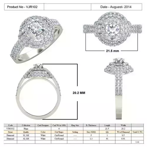 Round Halo Side Stone Ring With Diamonds 2