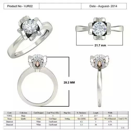 Flower Shaped Ring With Diamonds 4