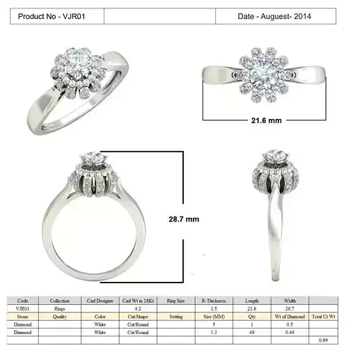 Flower Shaped Ring With Diamonds 5