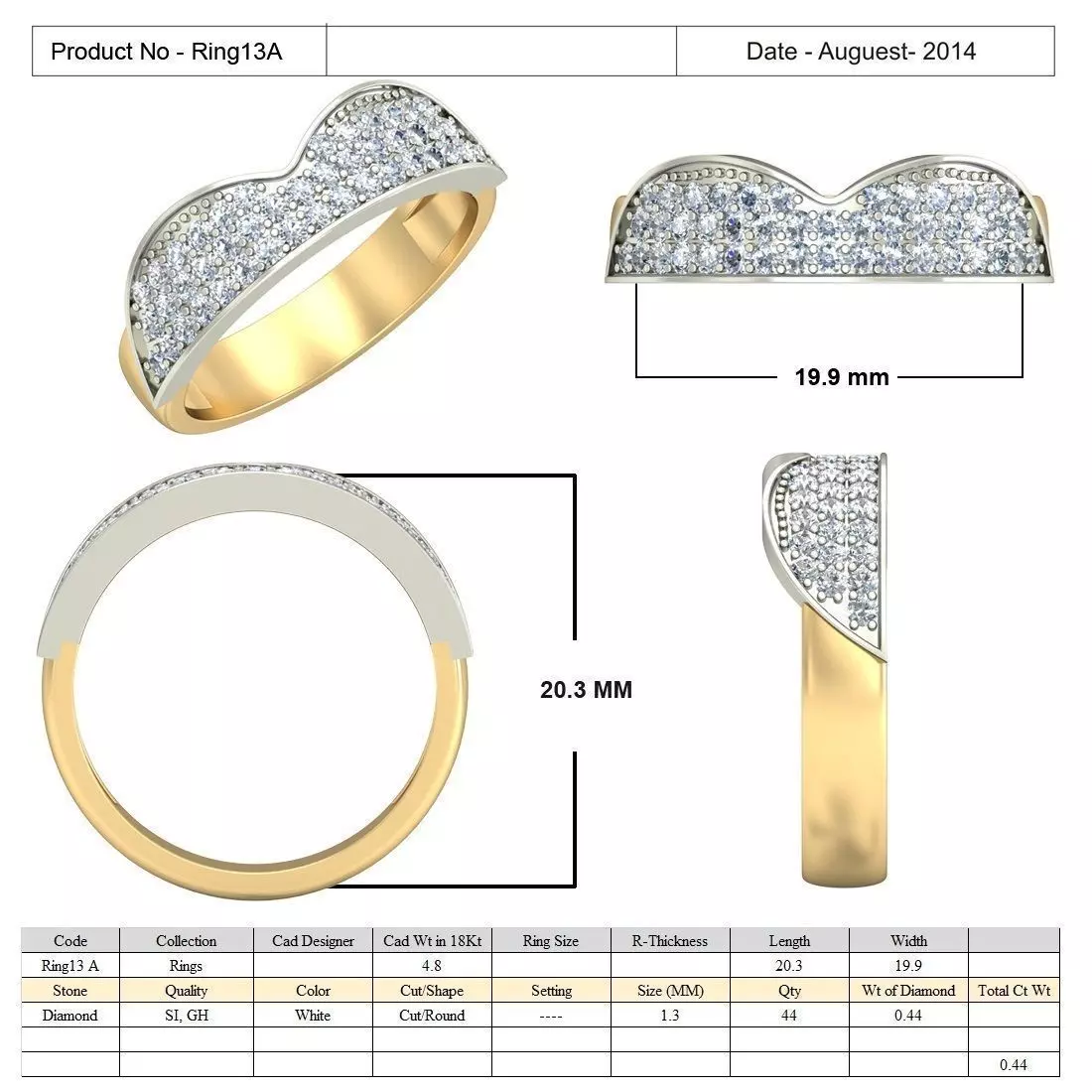 Gold Color Ring With Diamonds 3D print model_0