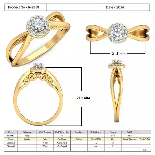 Round Halo Golden Ring With Diamonds 1
