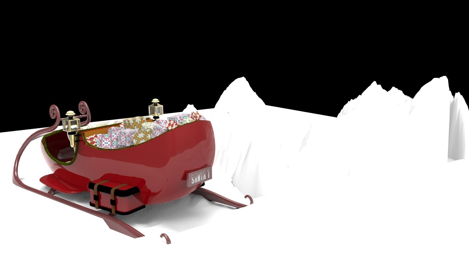 Santa Sleigh Free 3D model_4