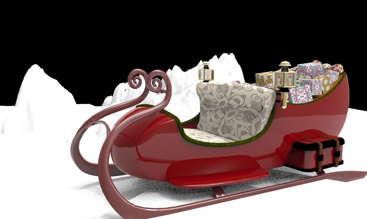 Santa Sleigh Free 3D model_1