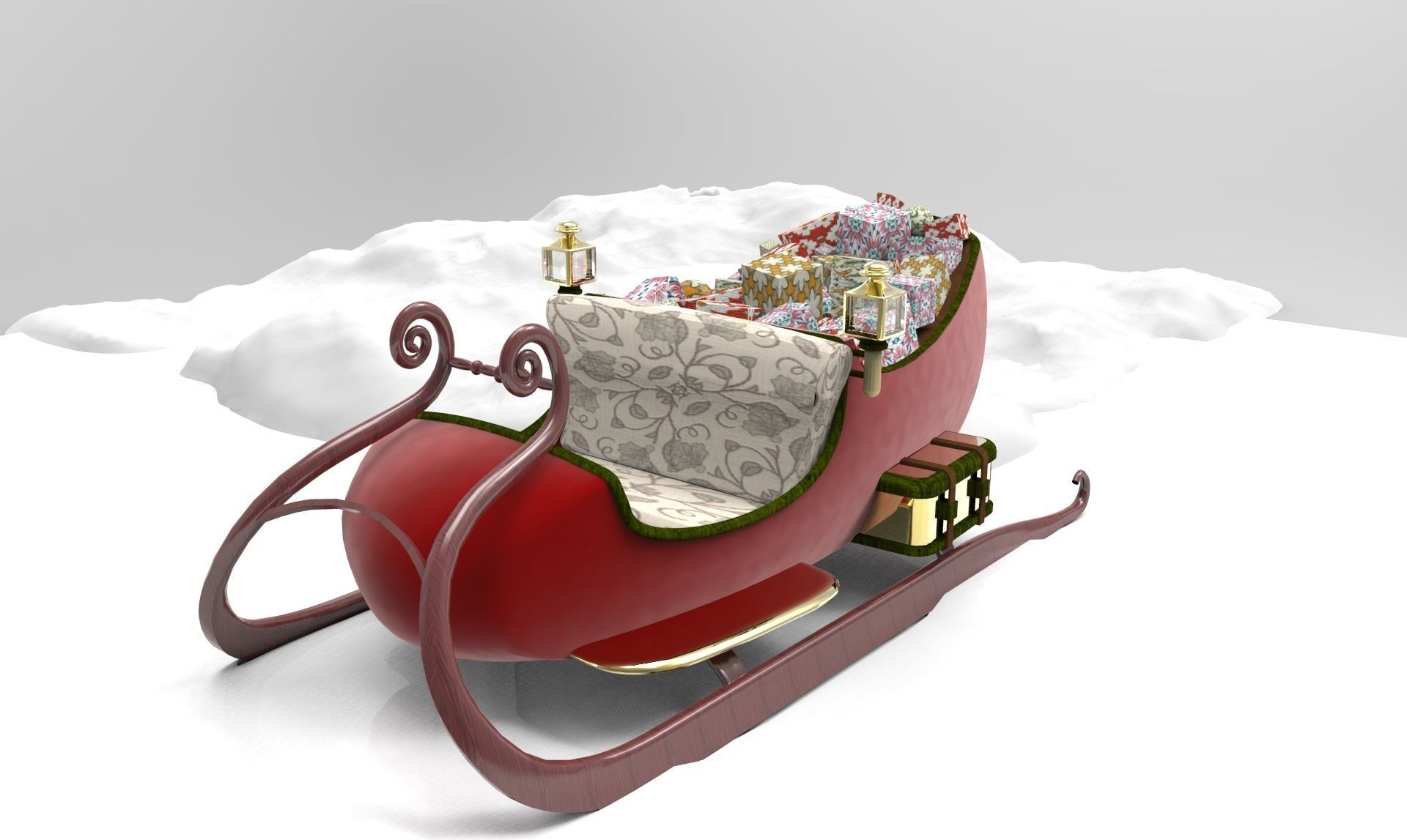 Santa Sleigh Free 3D model_3