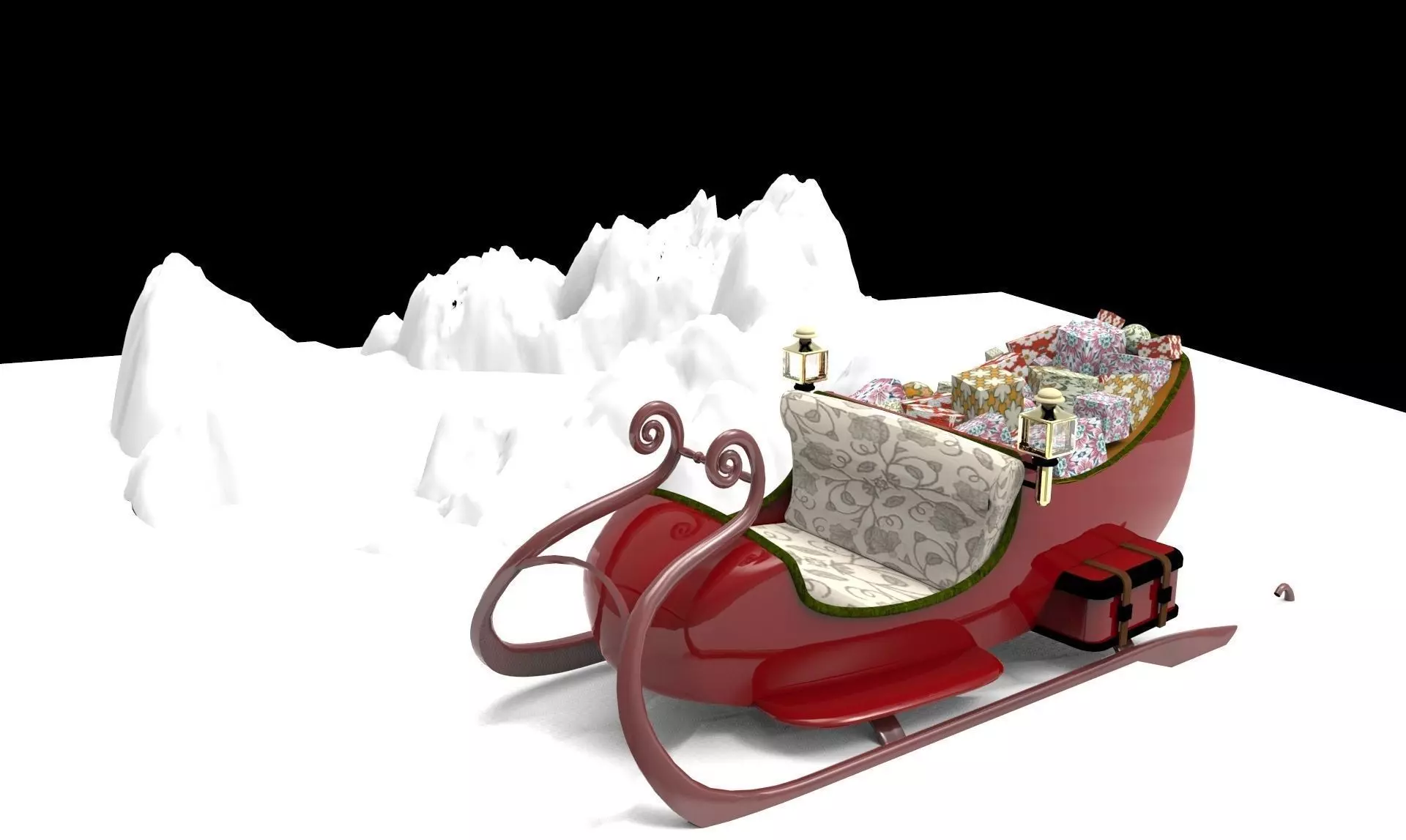 Santa Sleigh Free 3D model_0