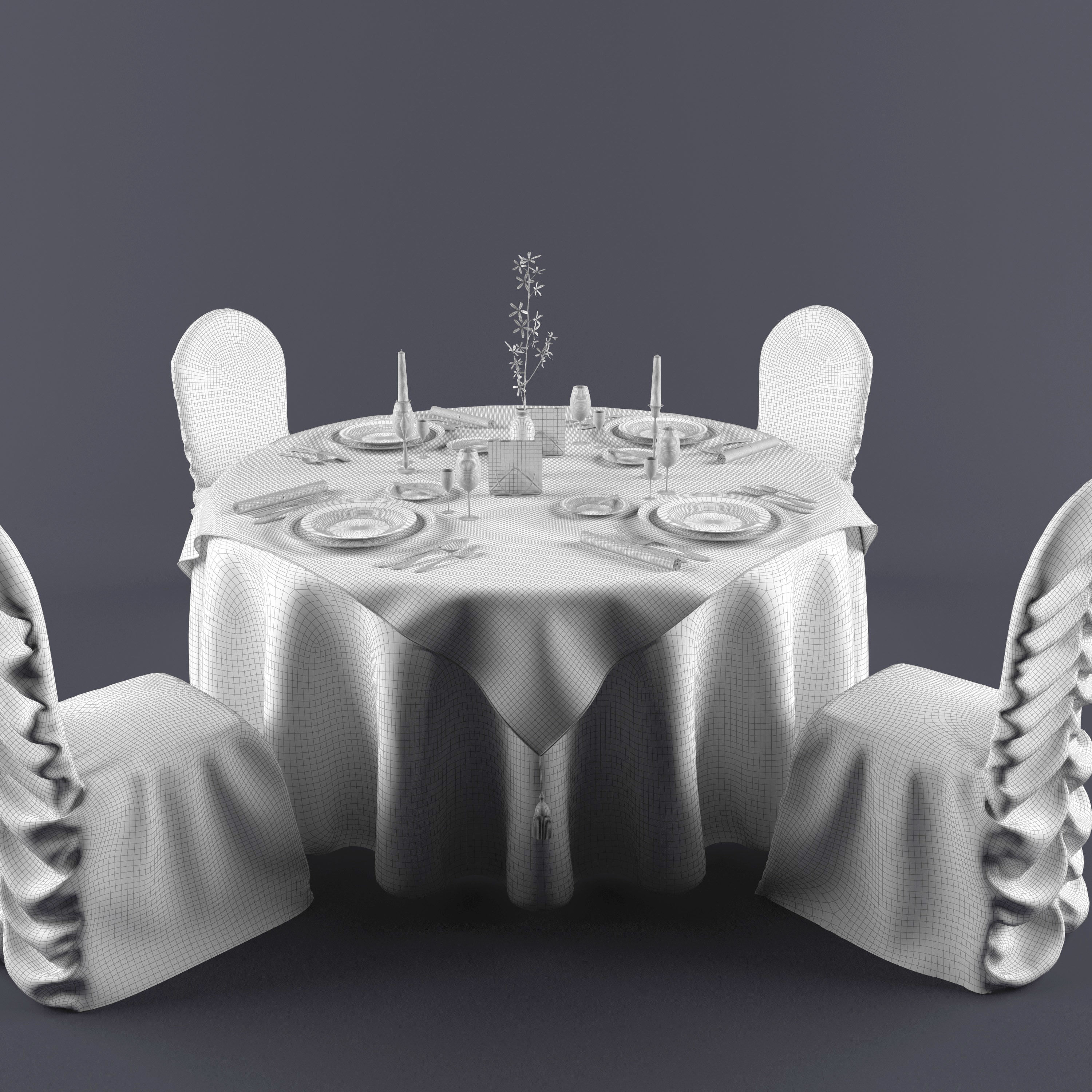 Table for Restaurant 3D model_4