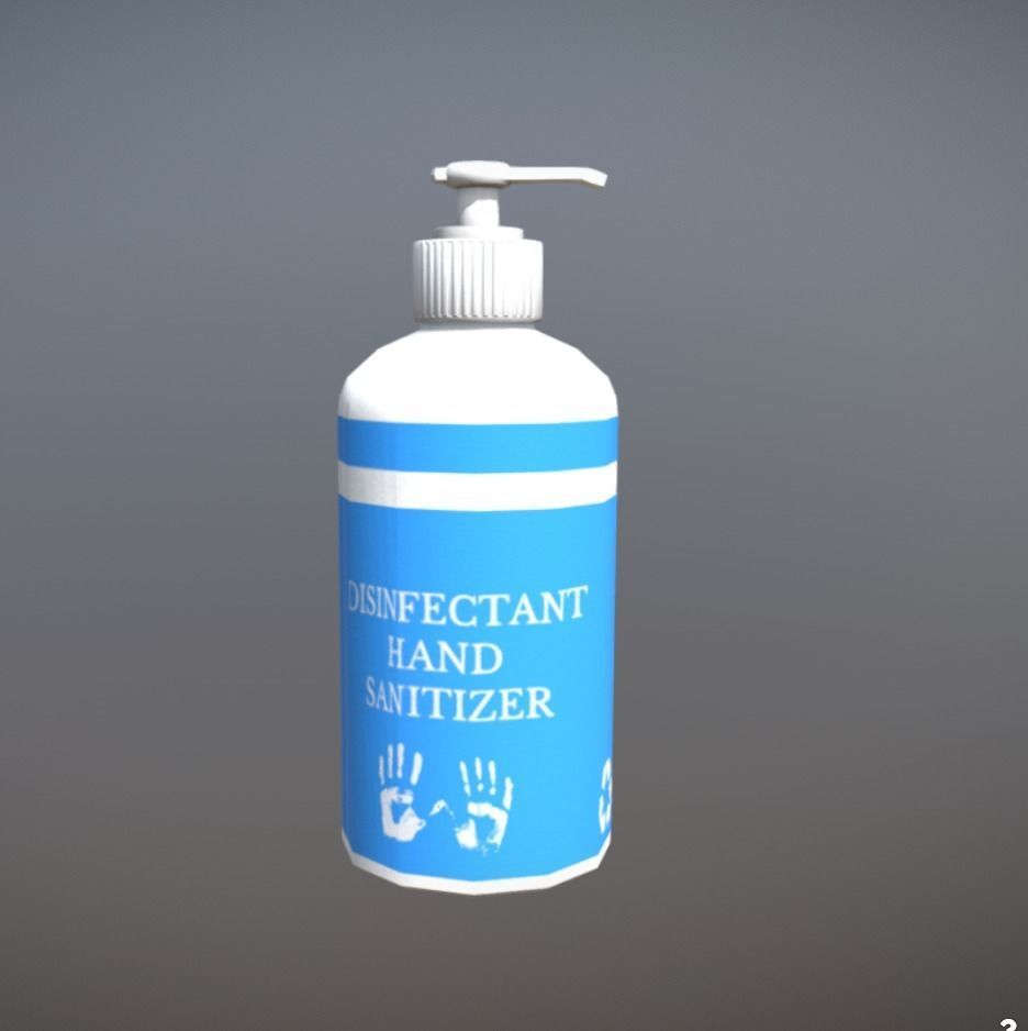 Game Ready Hand Sanitizer Anti Bacteria Pump Bottle Low-poly 3D model_2
