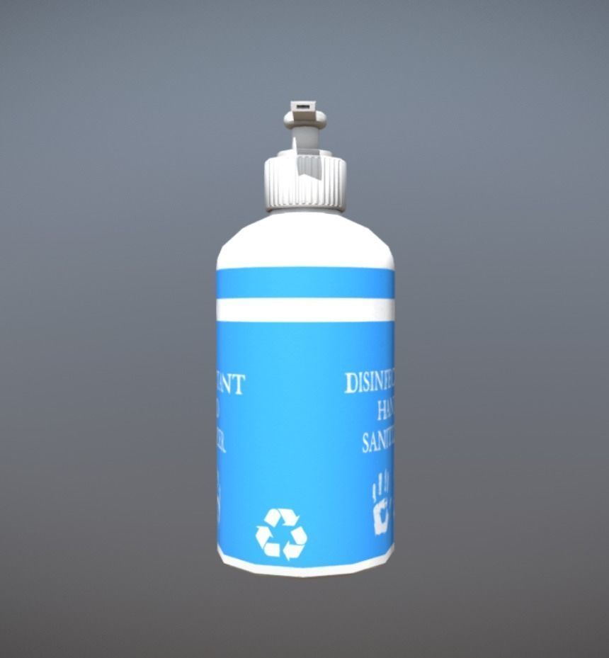 Game Ready Hand Sanitizer Anti Bacteria Pump Bottle Low-poly 3D model_5