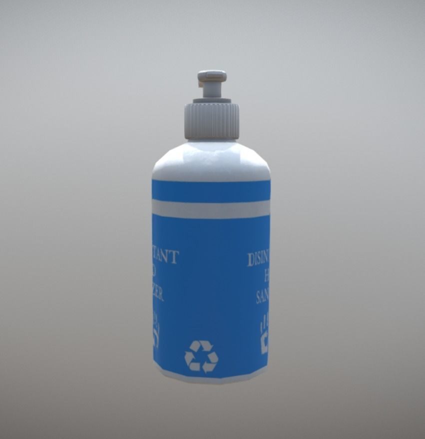 Game Ready Hand Sanitizer Anti Bacteria Pump Bottle Low-poly 3D model_4